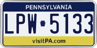 PA license plate LPW5133