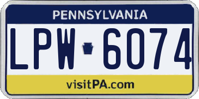 PA license plate LPW6074
