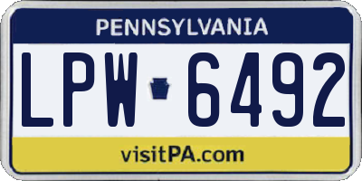 PA license plate LPW6492