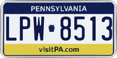 PA license plate LPW8513