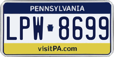 PA license plate LPW8699