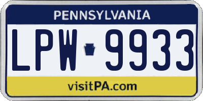 PA license plate LPW9933