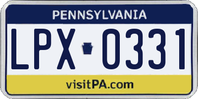 PA license plate LPX0331