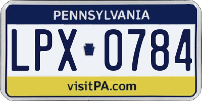 PA license plate LPX0784