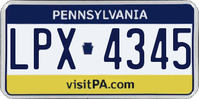 PA license plate LPX4345