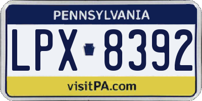 PA license plate LPX8392