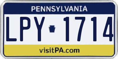 PA license plate LPY1714