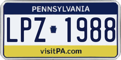 PA license plate LPZ1988