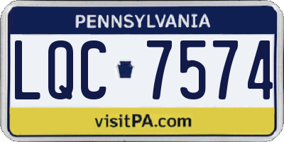 PA license plate LQC7574