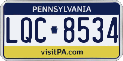 PA license plate LQC8534