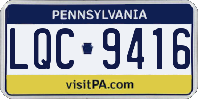 PA license plate LQC9416