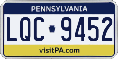 PA license plate LQC9452
