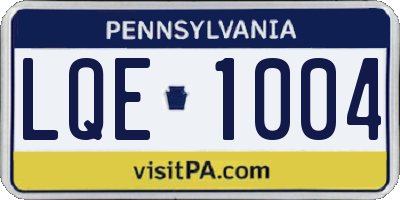 PA license plate LQE1004
