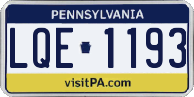 PA license plate LQE1193
