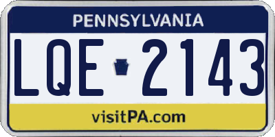 PA license plate LQE2143
