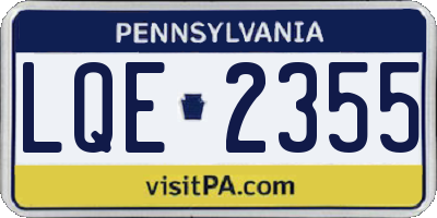 PA license plate LQE2355