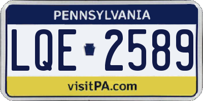 PA license plate LQE2589