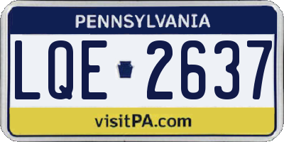 PA license plate LQE2637