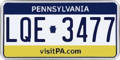 PA license plate LQE3477