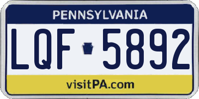PA license plate LQF5892