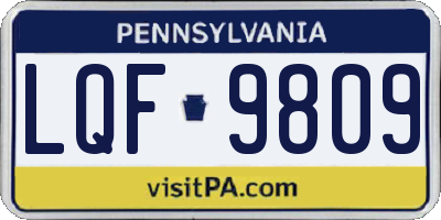PA license plate LQF9809