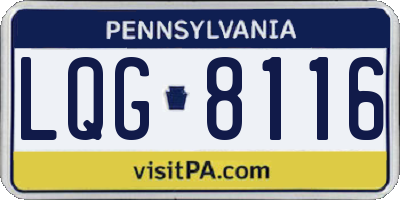 PA license plate LQG8116