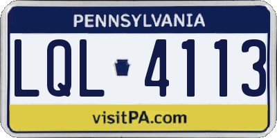 PA license plate LQL4113