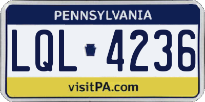 PA license plate LQL4236