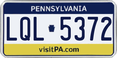 PA license plate LQL5372