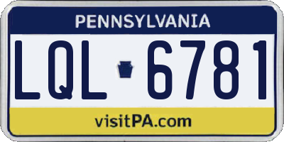PA license plate LQL6781