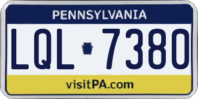 PA license plate LQL7380