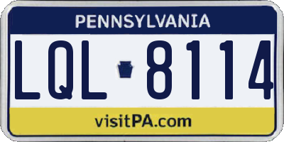 PA license plate LQL8114