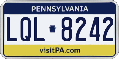 PA license plate LQL8242