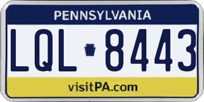 PA license plate LQL8443
