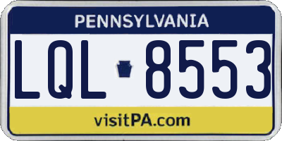 PA license plate LQL8553