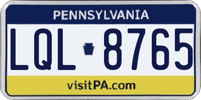 PA license plate LQL8765
