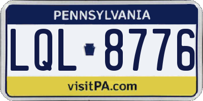 PA license plate LQL8776