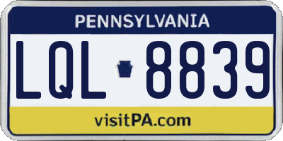 PA license plate LQL8839