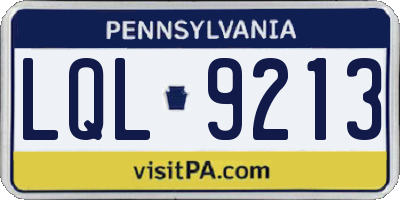 PA license plate LQL9213