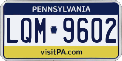 PA license plate LQM9602