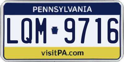 PA license plate LQM9716