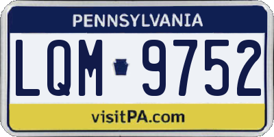 PA license plate LQM9752