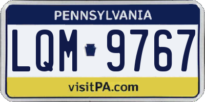 PA license plate LQM9767