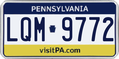 PA license plate LQM9772