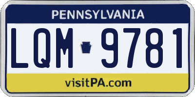 PA license plate LQM9781