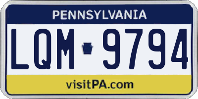 PA license plate LQM9794
