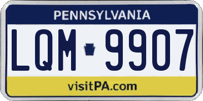 PA license plate LQM9907