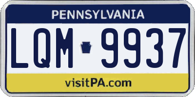 PA license plate LQM9937