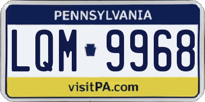 PA license plate LQM9968