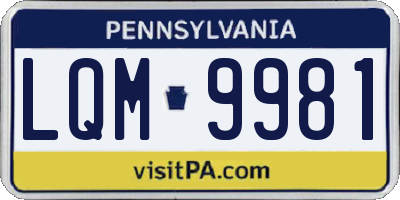 PA license plate LQM9981